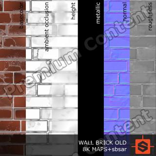 PBR Substance Material of Wall Brick Old #2